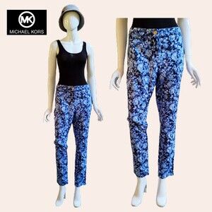 MICHAEL Michael Kors NEW NAVY Floral/Leaf Print Dress Trouser